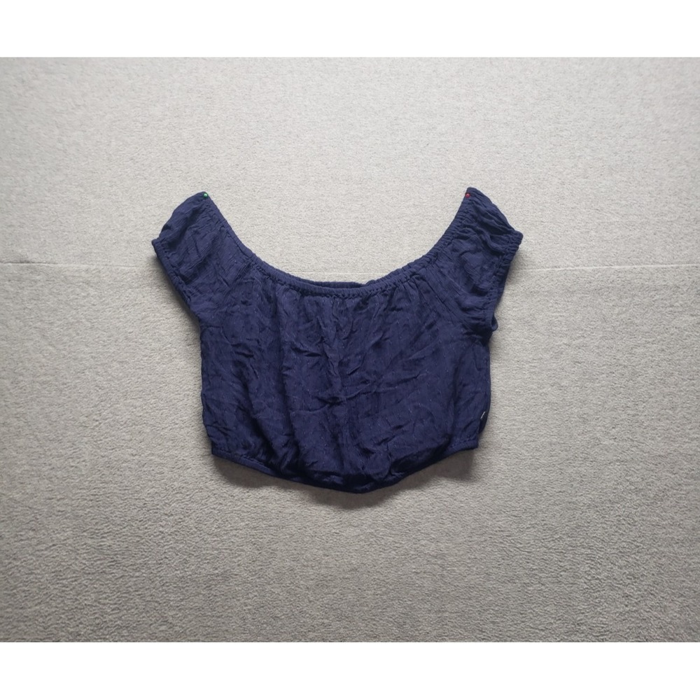 Sisstrevolution Women Top S Navy Blue Cropped Short Sleeve Comfort Casual Fit